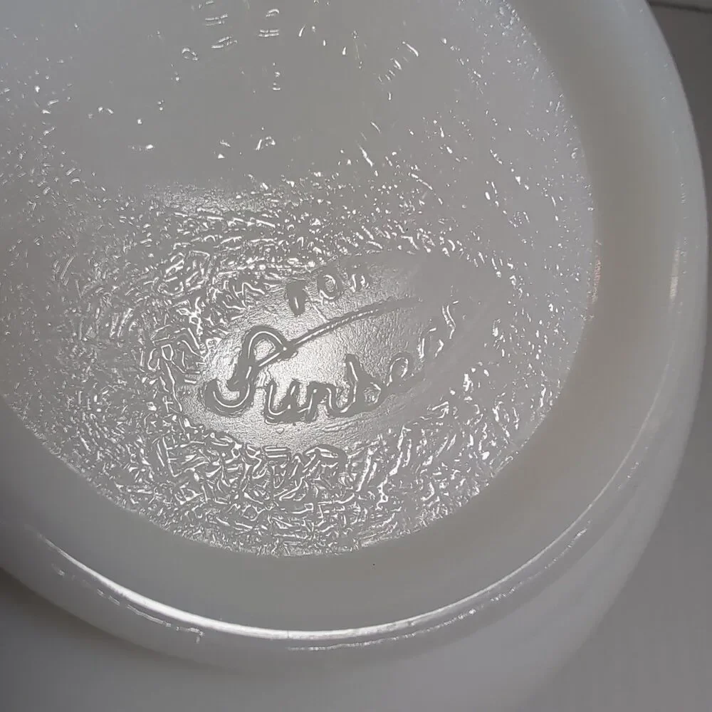 Glasbake Sunbeam Small Milk Glass Mixing Bowl with Pour Spout Made in USA #16